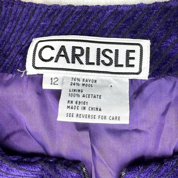 Carlisle Purple Wool Blend Vintage‎ Full Zip Cardigan Sweater Women’s 12 - Picture 3 of 9